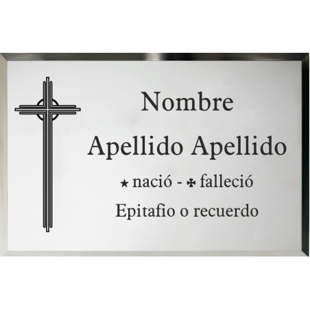 Placa de acero inoxidable ADHESIVA indicada para lápidas y columbarios