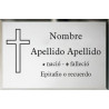 Placa de acero inoxidable ADHESIVA indicada para lápidas y columbarios