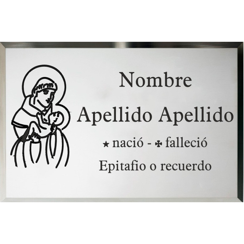Placa de acero inoxidable ADHESIVA indicada para lápidas y columbarios
