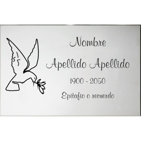 Placa de acero inox. LISA ADHESIVA indicada para lápidas y columbarios