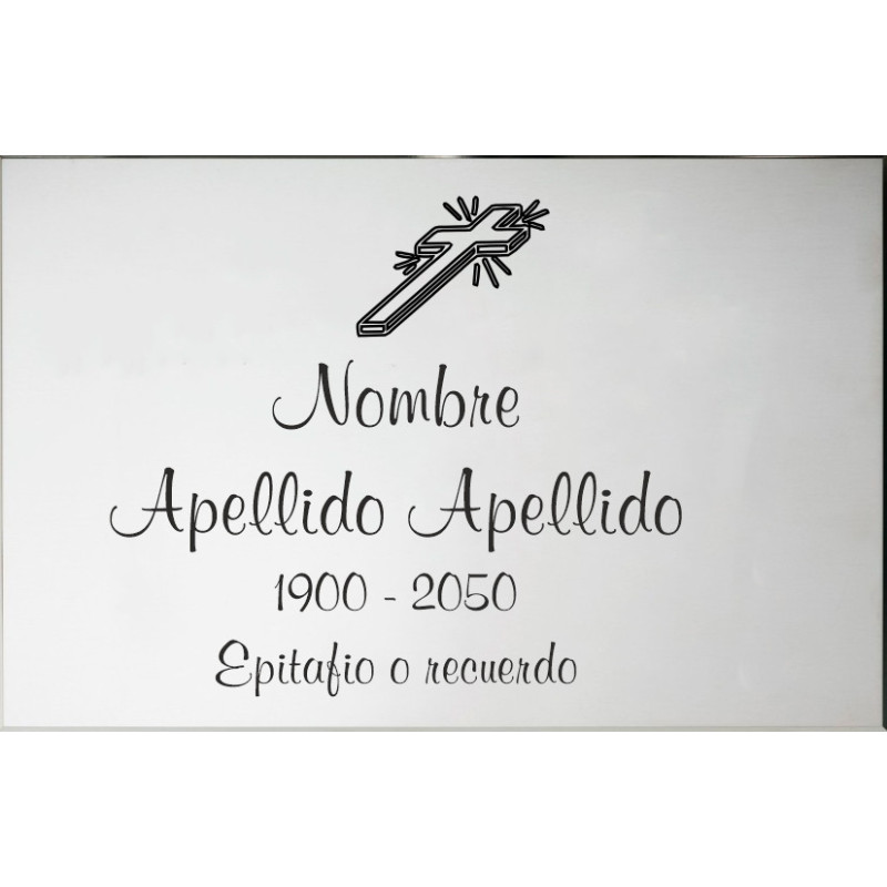 Placa de acero inox. LISA ADHESIVA indicada para lápidas y columbarios