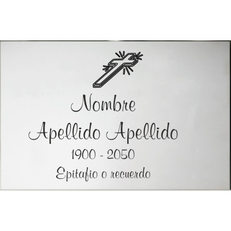 Placa de acero inox. LISA ADHESIVA indicada para lápidas y columbarios