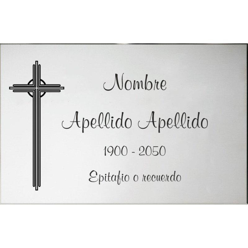 Placa de acero inox. LISA ADHESIVA indicada para lápidas y columbarios