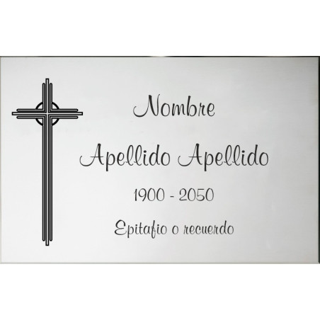 Placa de acero inox. LISA ADHESIVA indicada para lápidas y columbarios
