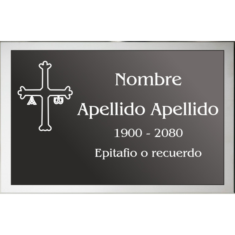 Placa combinada acero + aluminio LISA ADHESIVA indicada para lápidas y columbarios