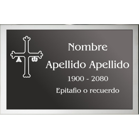 Placa combinada acero + aluminio LISA ADHESIVA indicada para lápidas y columbarios