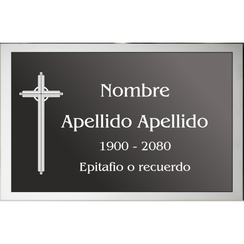 Placa combinada acero + aluminio LISA ADHESIVA indicada para lápidas y columbarios