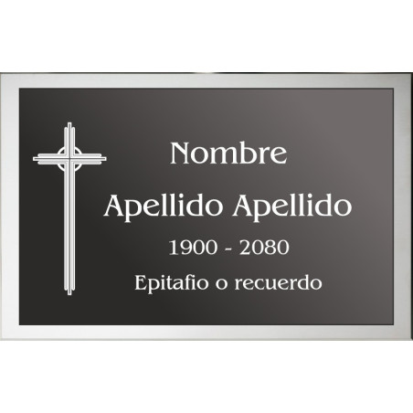 Placa combinada acero + aluminio LISA ADHESIVA indicada para lápidas y columbarios