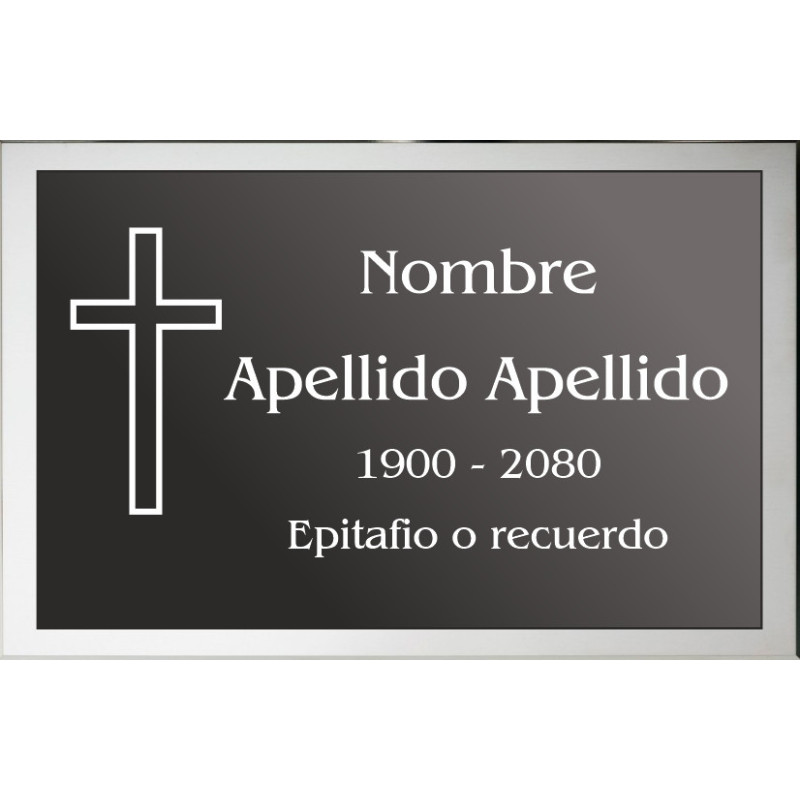 Placa combinada acero + aluminio LISA ADHESIVA indicada para lápidas y columbarios