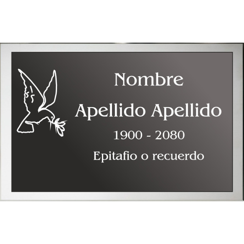 Placa combinada acero + aluminio LISA ADHESIVA indicada para lápidas y columbarios