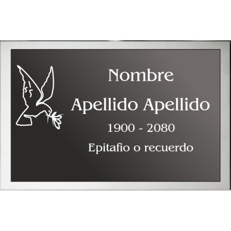 Placa combinada acero + aluminio LISA ADHESIVA indicada para lápidas y columbarios