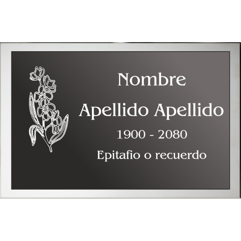 Placa combinada acero + aluminio LISA ADHESIVA indicada para lápidas y columbarios