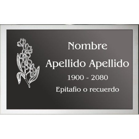 Placa combinada acero + aluminio LISA ADHESIVA indicada para lápidas y columbarios