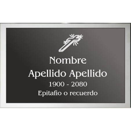 Placa combinada acero + aluminio LISA ADHESIVA indicada para lápidas y columbarios