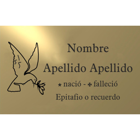Placa aluminio ORO,  ADHESIVA indicada para lápidas y columbarios