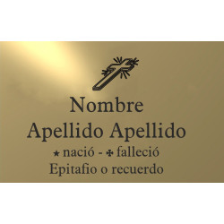 Placa aluminio ORO,  ADHESIVA indicada para lápidas y columbarios