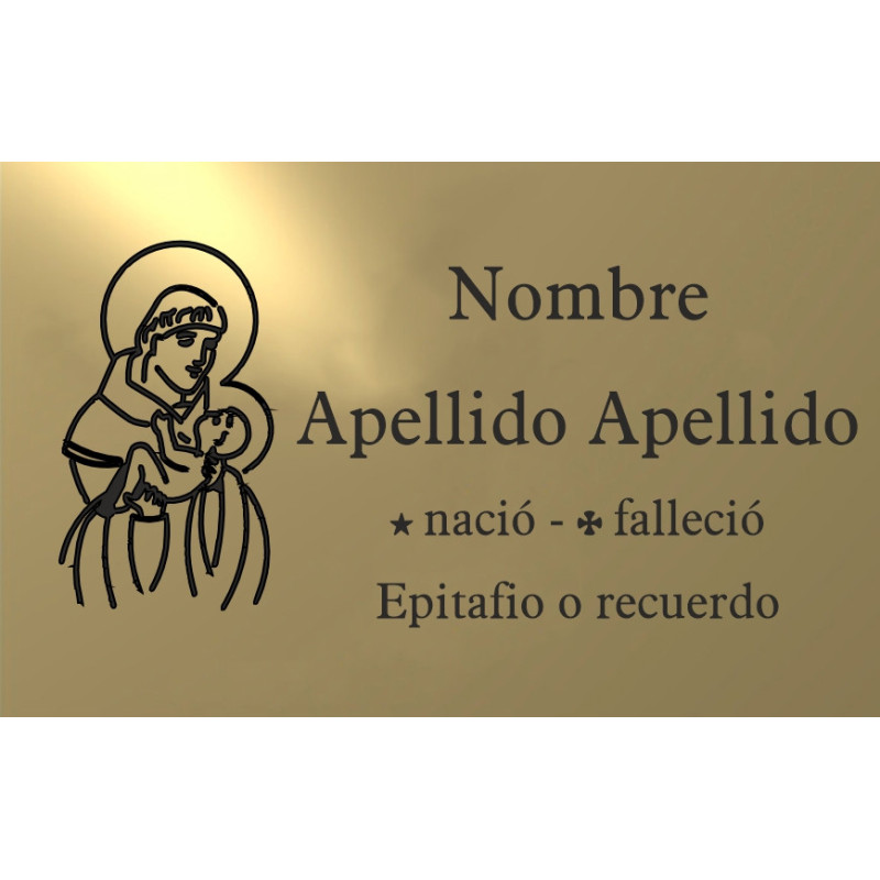 Placa aluminio ORO,  ADHESIVA indicada para lápidas y columbarios