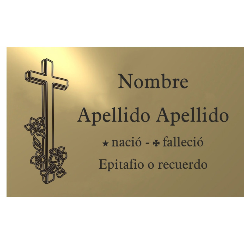 Placa aluminio ORO,  ADHESIVA indicada para lápidas y columbarios