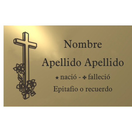 Placa aluminio ORO,  ADHESIVA indicada para lápidas y columbarios