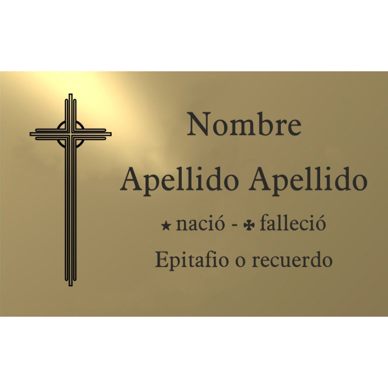 Placa aluminio ORO,  ADHESIVA indicada para lápidas y columbarios