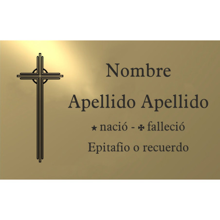 Placa aluminio ORO,  ADHESIVA indicada para lápidas y columbarios