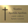 Placa aluminio ORO,  ADHESIVA indicada para lápidas y columbarios