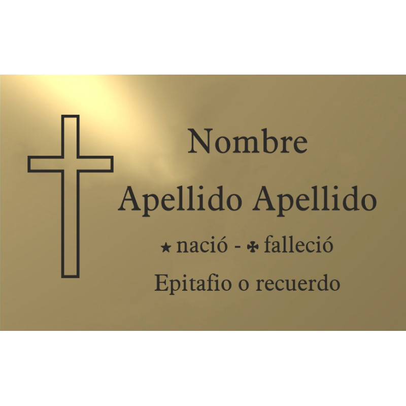 Placa aluminio ORO,  ADHESIVA indicada para lápidas y columbarios