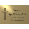 Placa aluminio ORO,  ADHESIVA indicada para lápidas y columbarios