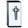 FLORERO BUCARO ACERO INOX. RECTANGULAR + CRUZ CALADA