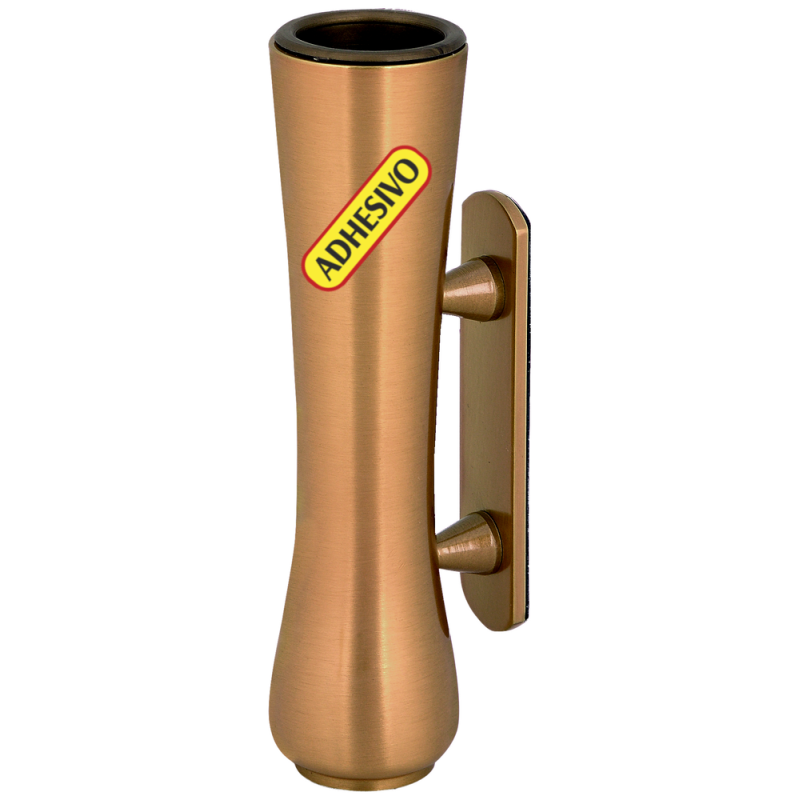 Florero búcaro bronce adhesivo para lápidas 14 cm