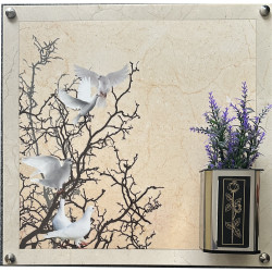 FLORERO BUCARO CUADRADO LISO CON METACRILATO FLOR ADHESIVO