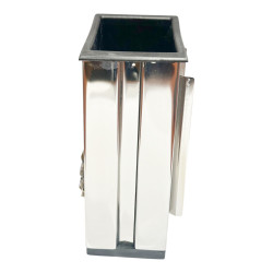 FLORERO BUCARO ACERO INOX. RECTANGULAR + CRUZ CALADA