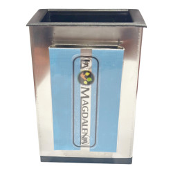 FLORERO BUCARO ACERO INOX. RECTANGULAR + CRUZ CALADA