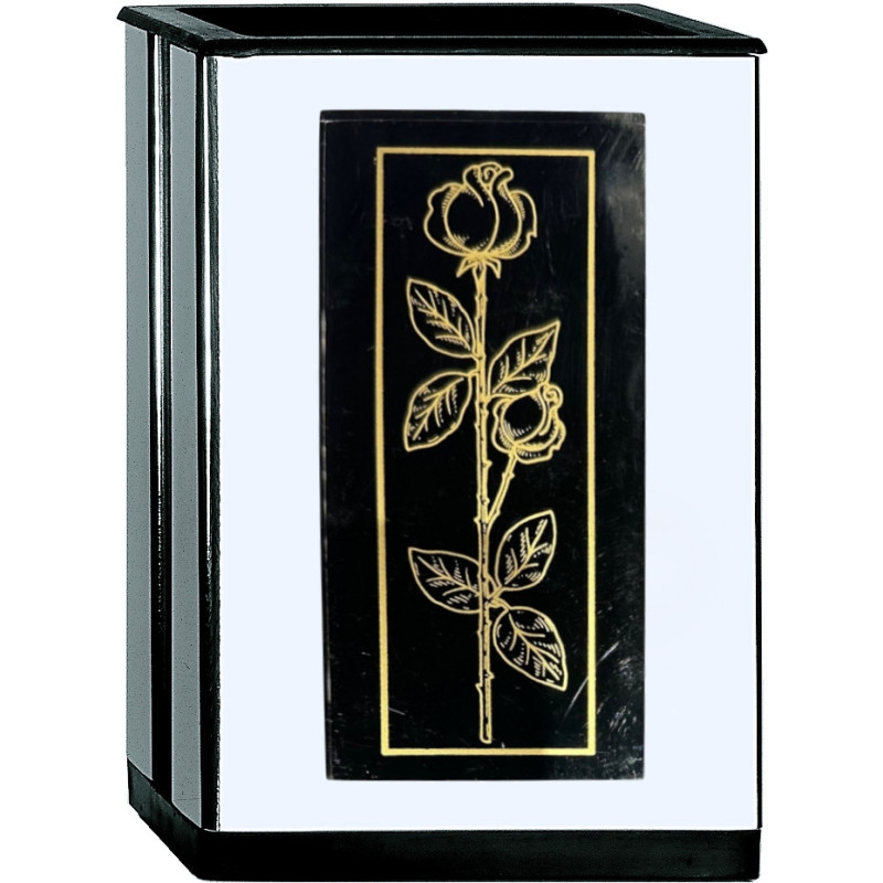 FLORERO BUCARO CUADRADO LISO CON METACRILATO FLOR ADHESIVO