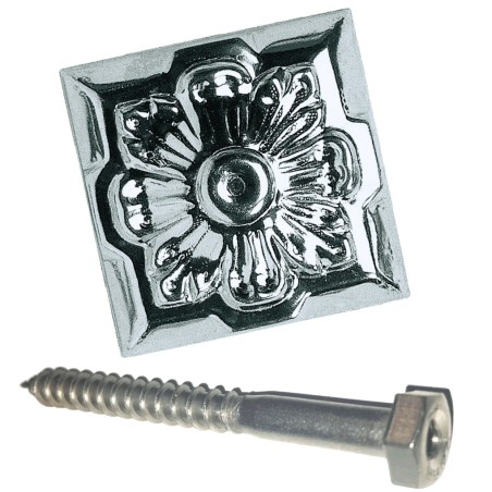 TORNILLO + EMBELLECEDOR FLOR ACERO INOXIDABLE PARA LAPIDAS